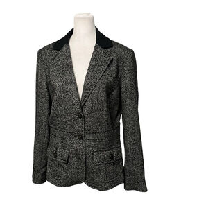 Cabi Charcoal Gray Wool Fox Hunt 2 Button Blazer Size 8